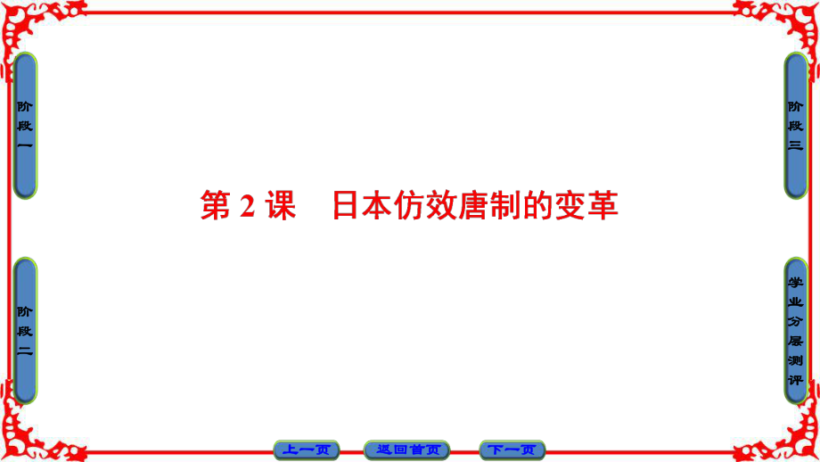 高中历史 第1单元 古代历史上的改革（上）第2课 日本仿效唐制的变革课件 岳麓版选修1_第1页