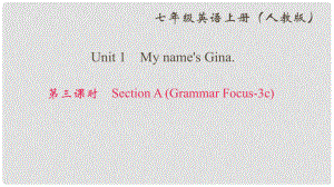 七年級英語上冊 Unit 1 My name's Gina（第3課時）Section A（Grammar Focus3c）作業(yè)課件 （新版）人教新目標版