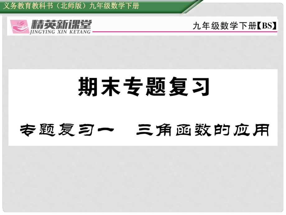 九年級(jí)數(shù)學(xué)下冊(cè) 專題復(fù)習(xí)一 三角函數(shù)的應(yīng)用課件 （新版）北師大版_第1頁(yè)