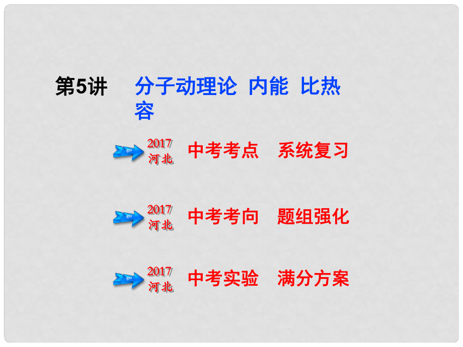 點撥中考（河北版）中考物理 第5講 分子動理論 內能 比熱容課件_第1頁