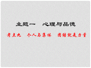 江西省中考政治 教材知識(shí)復(fù)習(xí) 主題一 心理與品德 考點(diǎn)9 個(gè)人與集體 團(tuán)結(jié)就是力量課件