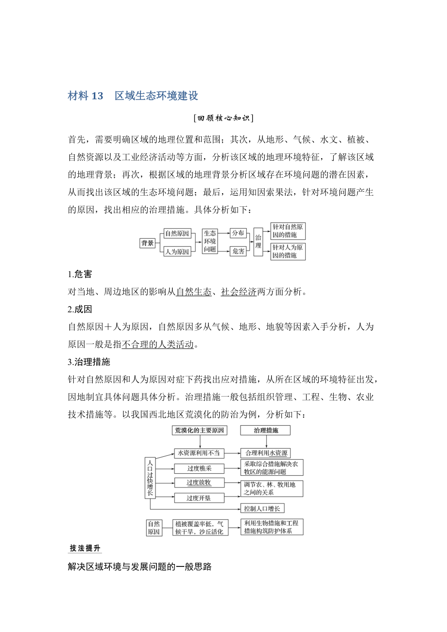 地理創(chuàng)新設(shè)計(jì)二輪專題復(fù)習(xí)全國(guó)通用文檔：第四部分 考前靜悟材料 材料13 Word版含答案_第1頁