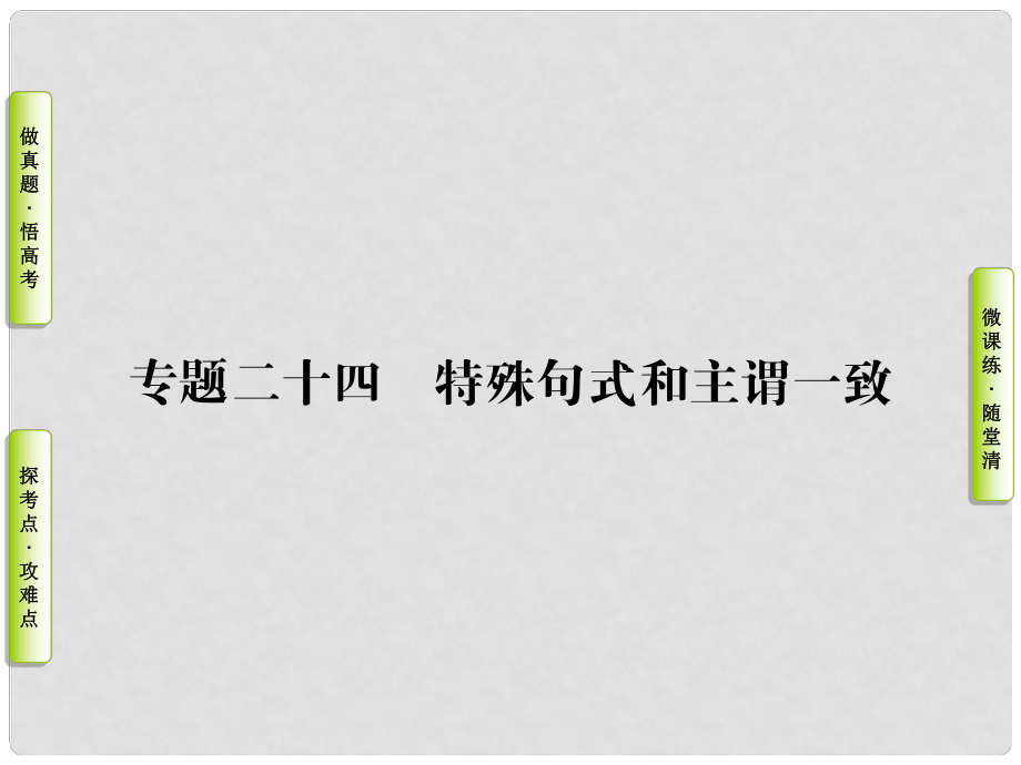 导学教程高三英语二轮复习 第二部分 语法知识讲练篇 专题二十四特殊句式和主谓一致课件_第1页