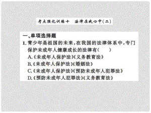 中考政治總復習 專題強化訓練十 法律在我心中（二）課件 人民版