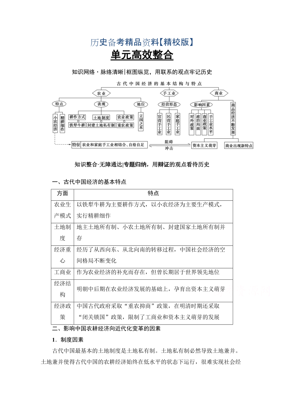 精修版高考?xì)v史人教版總復(fù)習(xí)檢測 第6單元 單元高效整合 含答案_第1頁