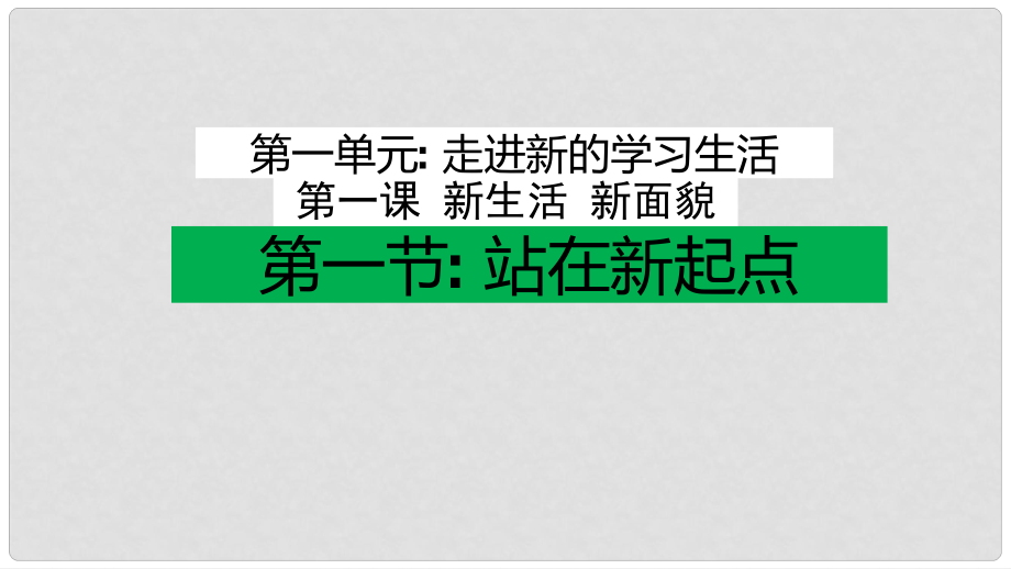 七年級道德與法治上冊 第一單元 走進新的學習生活 第一課 新生活 新面貌 第1框 站在新起點課件2 魯人版六三制_第1頁