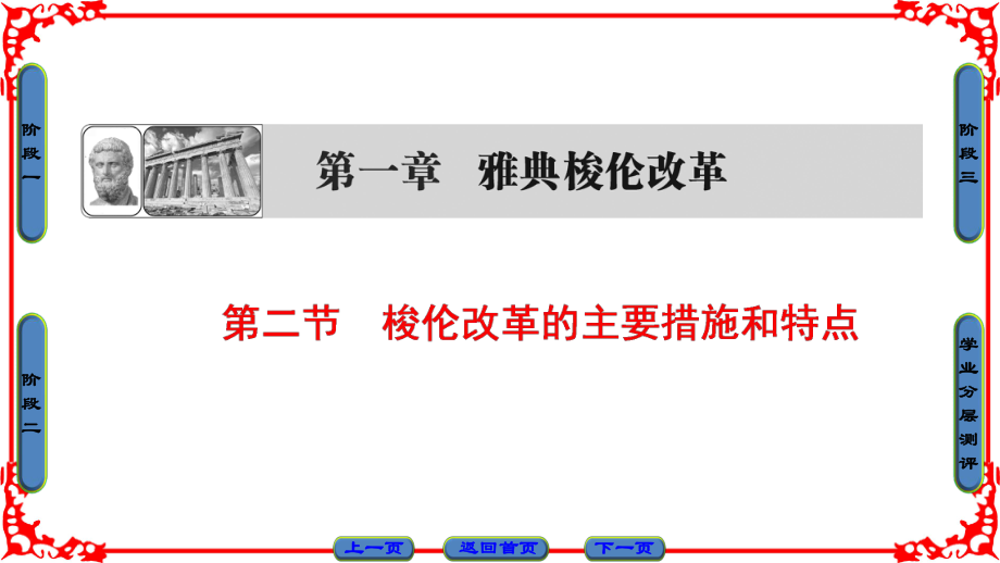 高中歷史 第一章 雅典梭倫改革 2 梭倫改革的主要措施和特點課件 北師大版選修1_第1頁