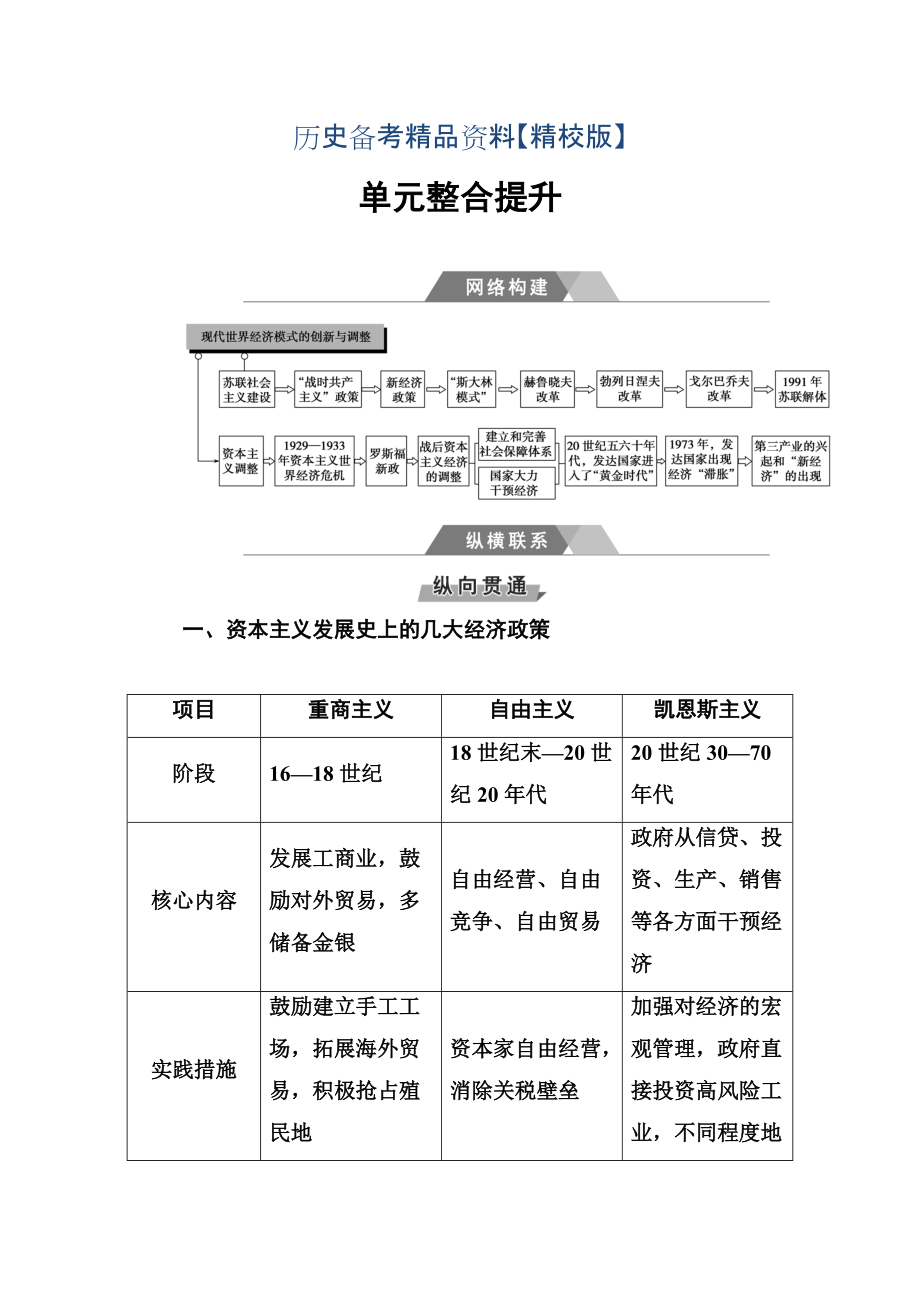 精修版高考?xì)v史總復(fù)習(xí)：第十單元 單元整合提升 含答案_第1頁