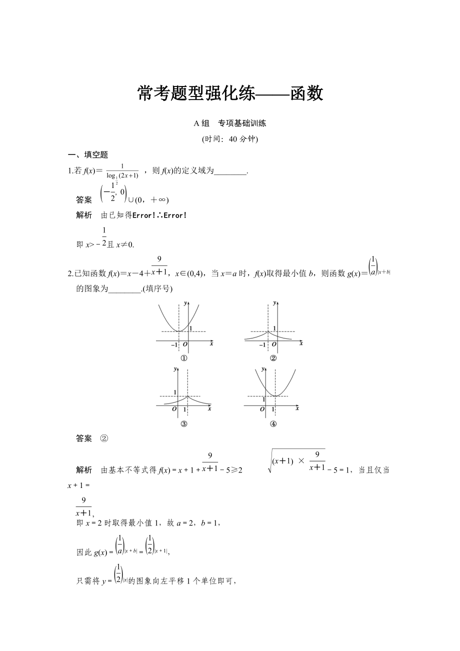 高考數(shù)學(xué)理一輪資源庫(kù) 第二章?？碱}型強(qiáng)化練_第1頁(yè)