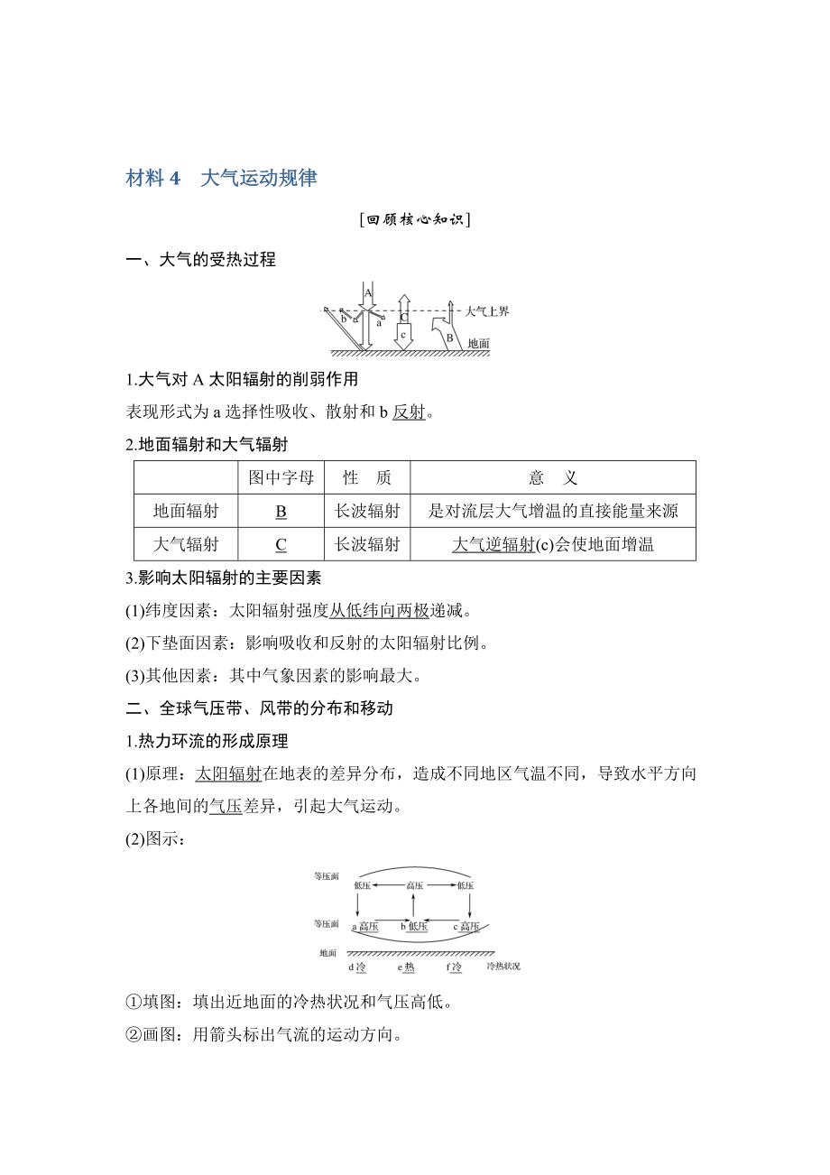 地理創(chuàng)新設(shè)計二輪專題復(fù)習(xí)全國通用文檔：第四部分 考前靜悟材料 材料4 Word版含答案_第1頁