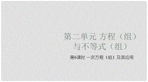 安徽省中考數(shù)學(xué)復(fù)習(xí) 第2單元 方程（組）與不等式（組）第6課時 一次方程（組）及其應(yīng)用課件