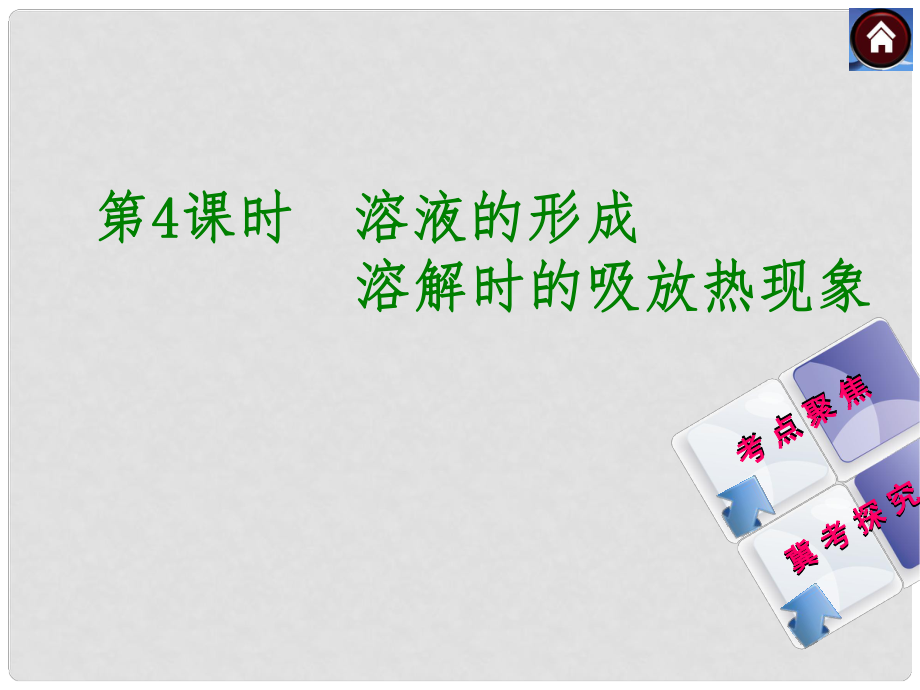 河北省石家莊市第三十一中學中考化學 第4課時《溶液的形成 溶解時的吸放熱現(xiàn)象》復習課件_第1頁