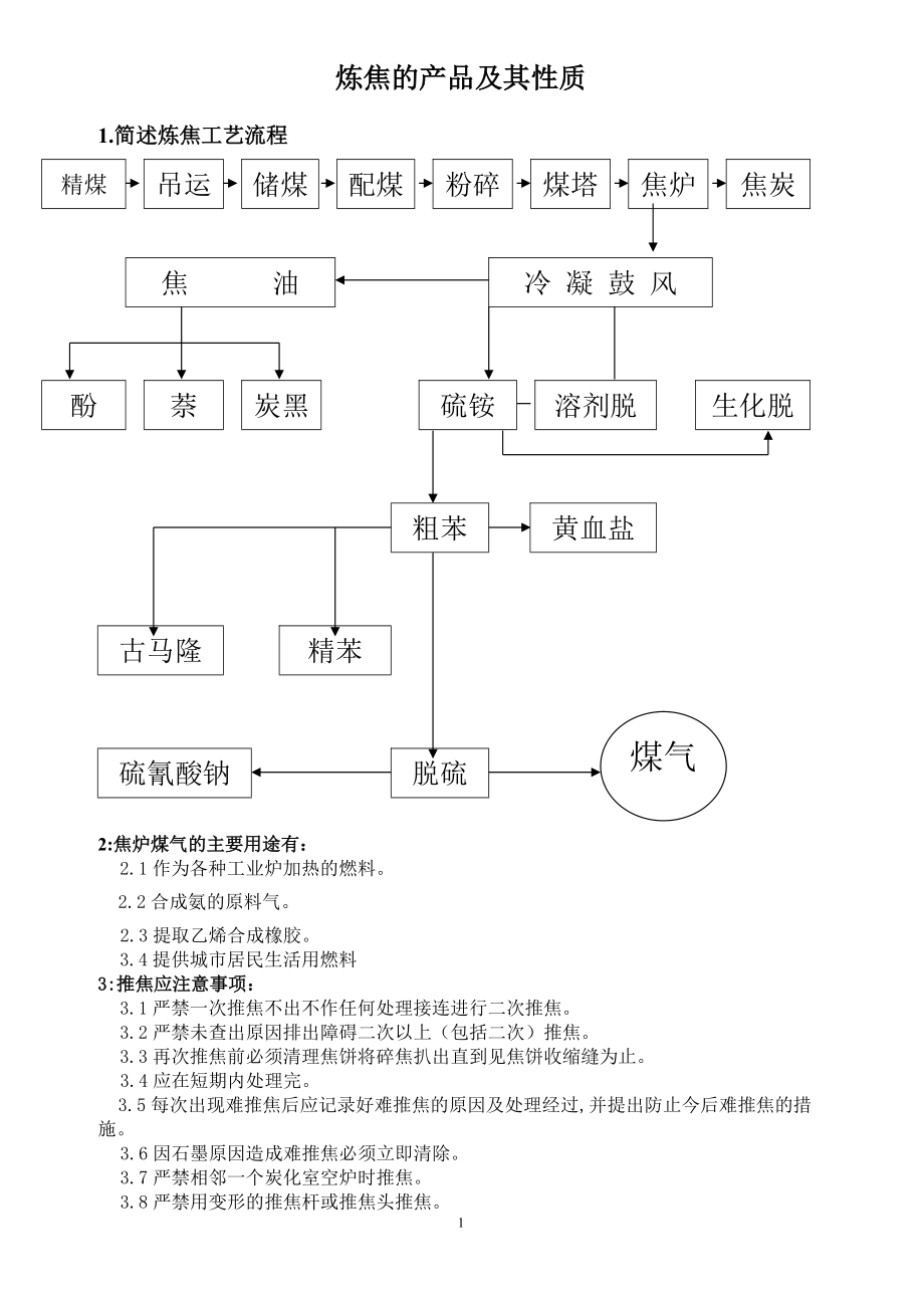 炼焦的产品及其性质_第1页