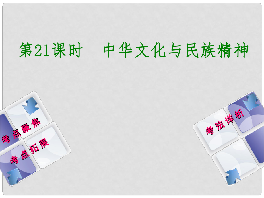 中考政治 教材基礎(chǔ)復(fù)習(xí) 第四單元 九年級(jí)全一冊 第21課時(shí) 中華文化與民族精神課件_第1頁