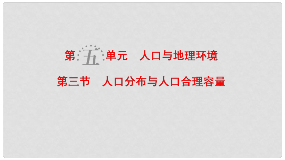 高考地理一輪復(fù)習(xí) 第5單元 人口與地理環(huán)境 第3節(jié) 人口分布與人口合理容量課件 魯教版_第1頁