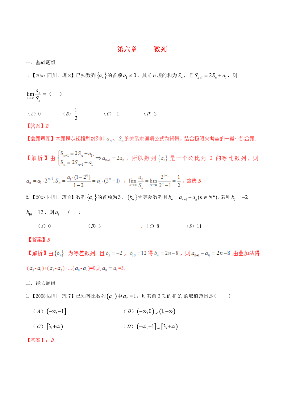 四川版高考數(shù)學(xué) 分項(xiàng)匯編 專題6 數(shù)列含解析理_第1頁