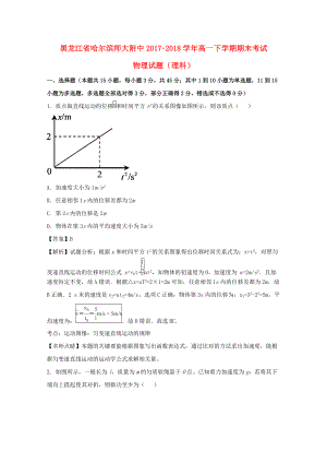 黑龙江省某知名中学高一物理下学期期末考试试题 理含解析2