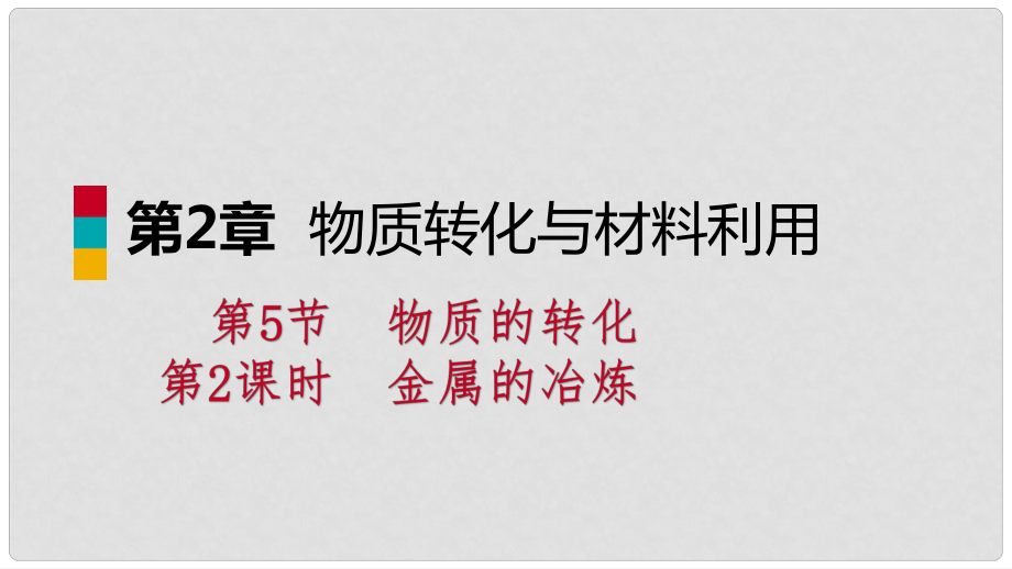 九年級科學上冊 第2章 物質轉化與材料利用 第5節(jié) 物質的轉化 第2課時 金屬的冶煉課件 （新版）浙教版_第1頁