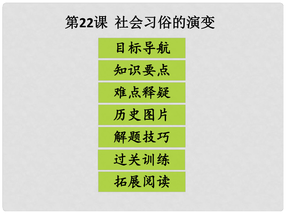 八年級歷史上冊 第22課 社會習(xí)俗的演變課件 北師大版_第1頁