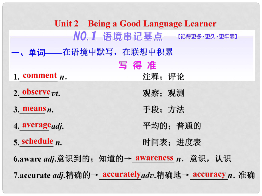 高考英語一輪復(fù)習(xí) Unit 2 Being a Good Language Learner課件 重慶大學(xué)版必修1_第1頁