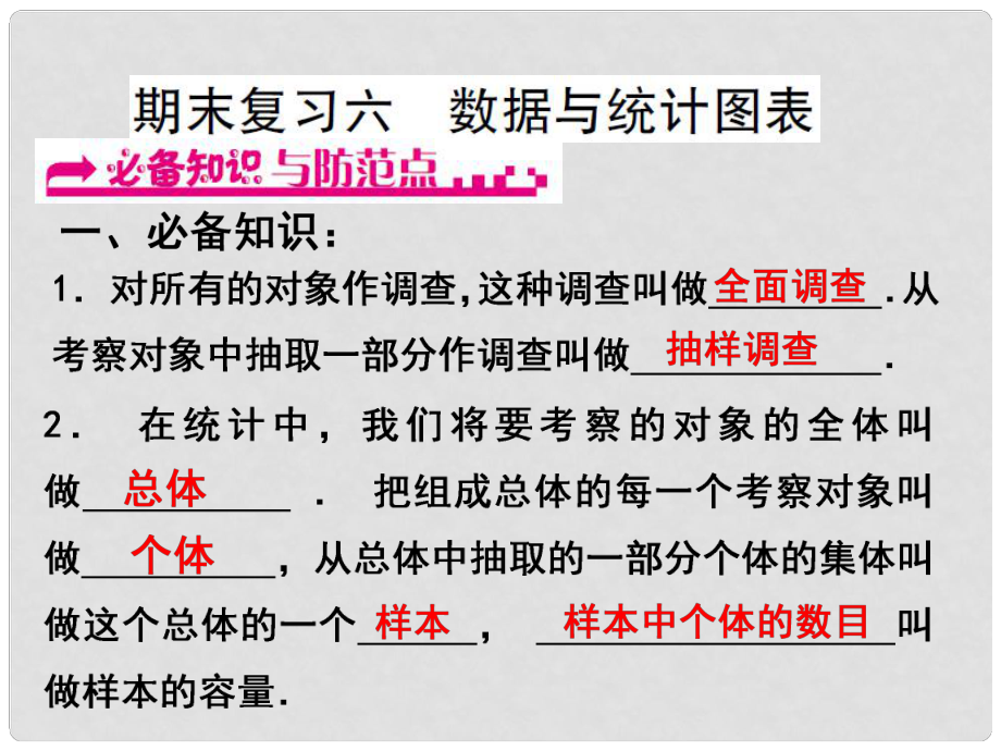 浙江省嘉兴市秀洲区七年级数学下册 期末复习六 数据与统计图表习题课件 （新版）浙教版_第1页