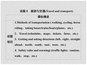 高考英語一輪優(yōu)化探究（話題部分）話題8 旅游與交通課件 新人教版