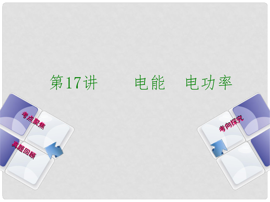 安徽省中考物理 教材復習 第17講 電能 電功率課件_第1頁