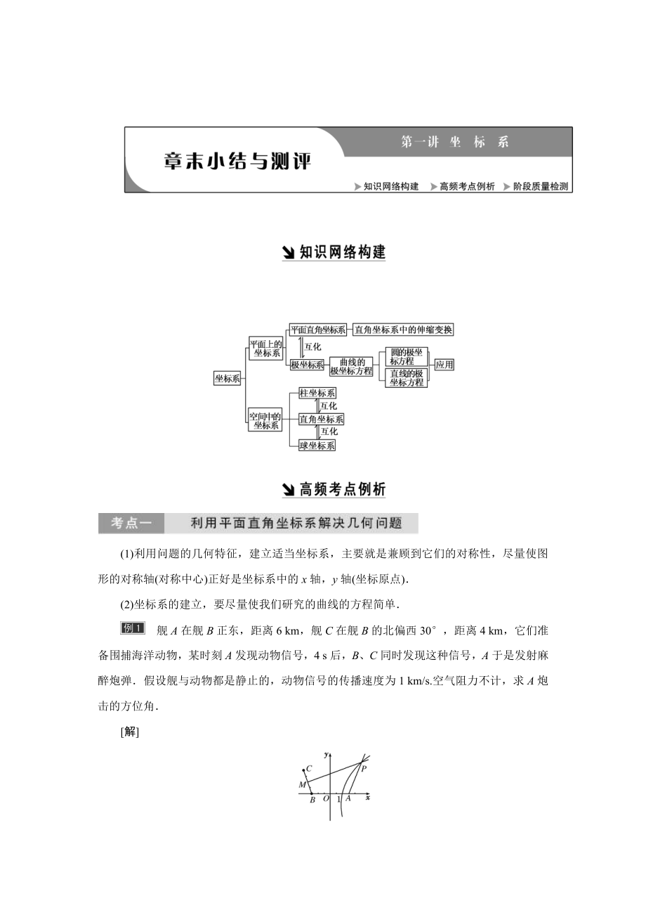 精校版高中数学人教A版选修44教学案： 第一讲 章末小结与测评 Word版含答案_第1页