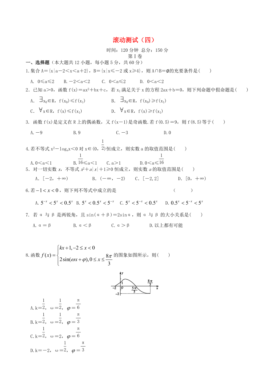 新課標高三數(shù)學 一輪復習 滾動測試四 理_第1頁