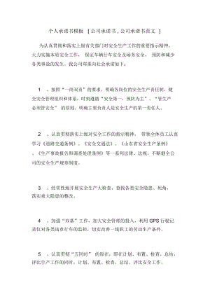 個人承諾書模板[公司承諾書,公司承諾書范文]