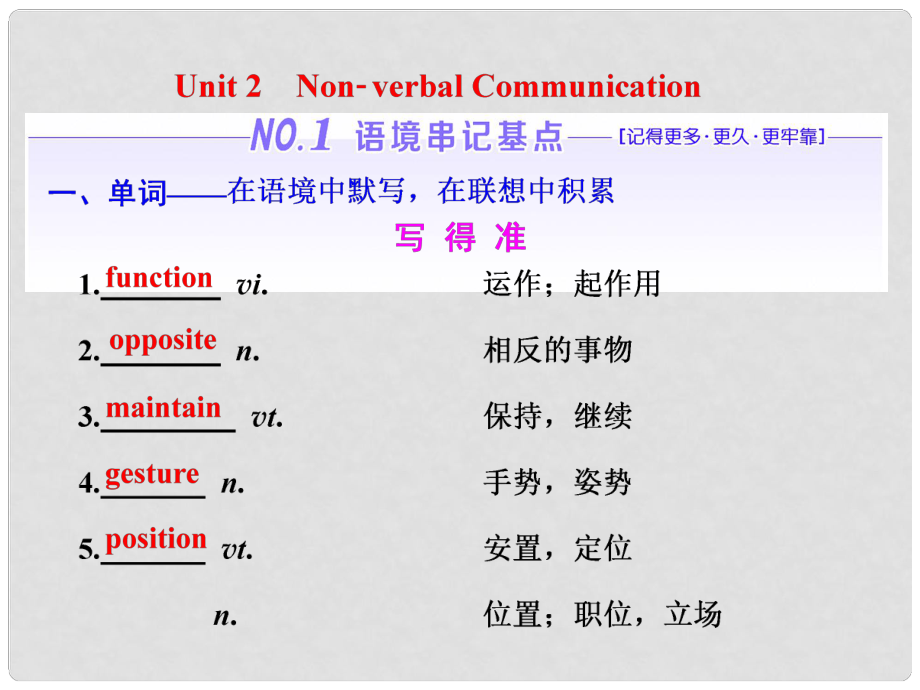 高考英语一轮复习 Unit 2 Nonverbal Communication课件 重庆大学版选修8_第1页