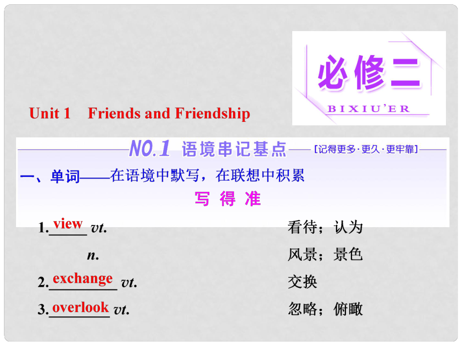 高考英語一輪復習 Unit 1 Friends and Friendship課件 重慶大學版必修2_第1頁