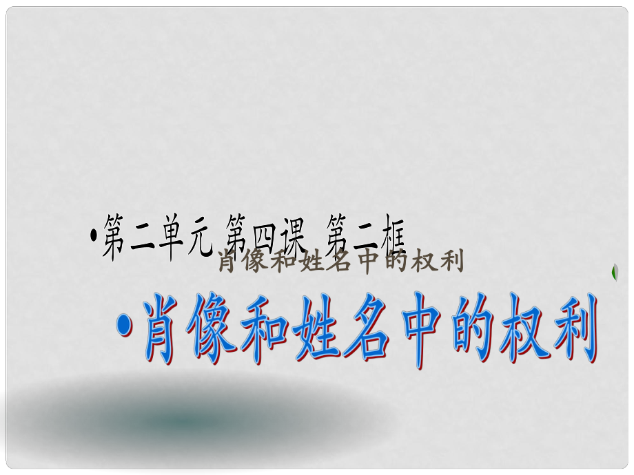 八年級政治下冊 第二單元我們的人身權(quán)利 第四課 維護我們的人格尊嚴 肖像和姓名中的權(quán)利課件 新人教版_第1頁