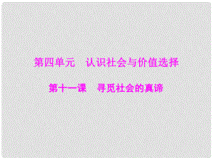 高三政治 4.11《寻觅社会的真谛》基础复习课件 新人教版必修4