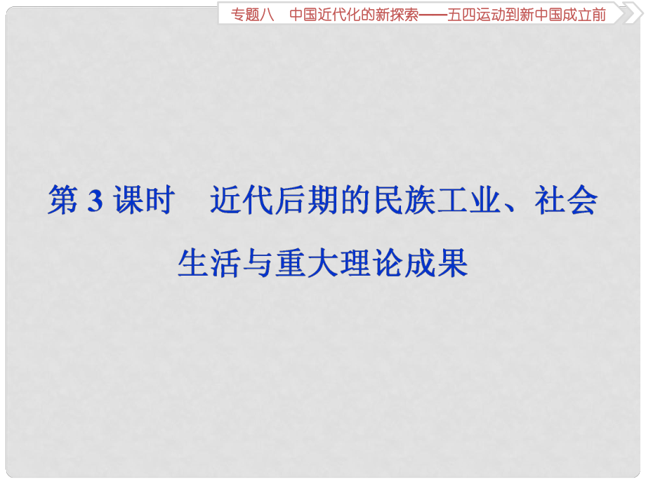 高考?xì)v史總復(fù)習(xí) 第二部分 近代中國 專題八 中國近代化的新探索 第3課時(shí) 近代后期的民族工業(yè)與重大理論成果課件_第1頁