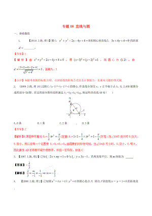 上海版高考數(shù)學(xué) 分項匯編 專題08 直線與圓含解析理