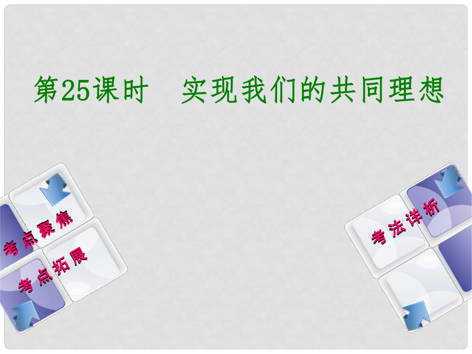 中考政治 教材基础复习 第四单元 九年级全一册 第25课时 实现我们的共同理想课件_第1页