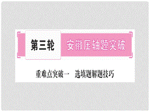 中考數(shù)學總復習 第三輪 壓軸題突破 重難點突破1 選擇題解題技巧課件