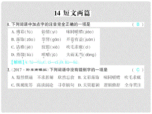 廣西北部灣九年級(jí)語(yǔ)文上冊(cè) 第四單元 14 應(yīng)有格物致知精神習(xí)題課件 （新版）新人教版