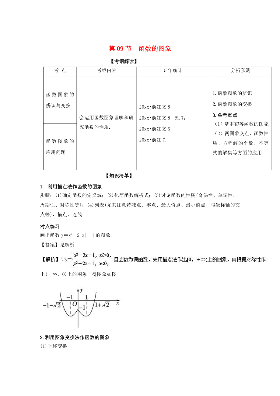 浙江版高考數(shù)學 一輪復習(講練測)： 專題2.9 函數(shù)的圖象講_第1頁