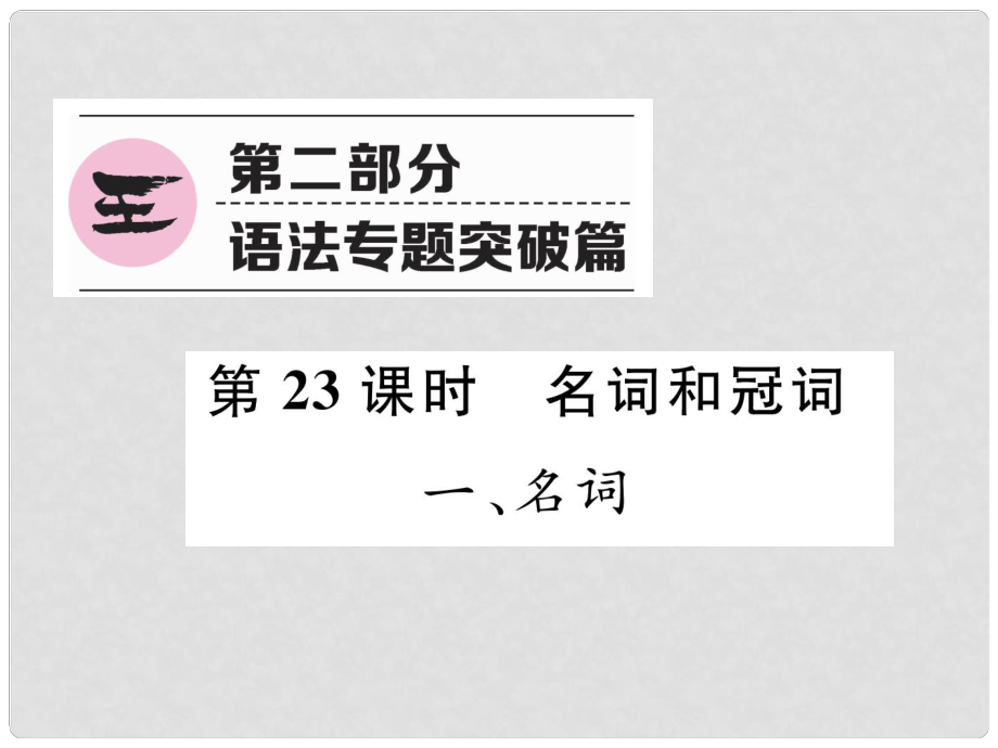 中考英语特训总复习 第二部分 语法专题突破篇 第23课时 名词和冠词 一 名词（精讲）课件_第1页