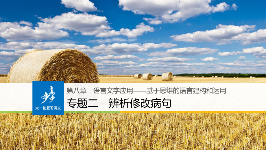 高考语文大一轮复习 第八章 语言文字应用基于思维的语言建构和运用 专题二 辨析并修改病句课件_第1页