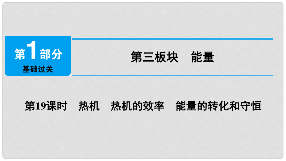 中考物理總復(fù)習(xí) 第三板塊 能量 第19課時(shí) 熱機(jī) 熱機(jī)的效率 能量的轉(zhuǎn)化和守恒課件_第1頁(yè)