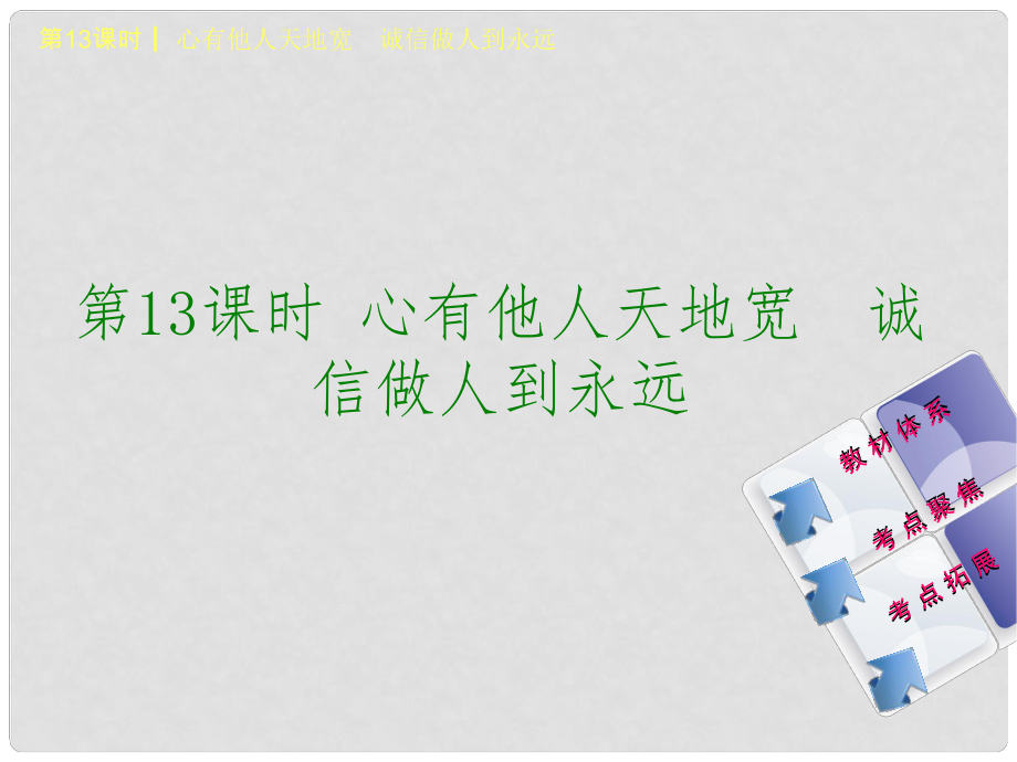 中考政治 八年級 第13課時 心有他人天地寬 誠信做人到永遠(yuǎn)課件_第1頁