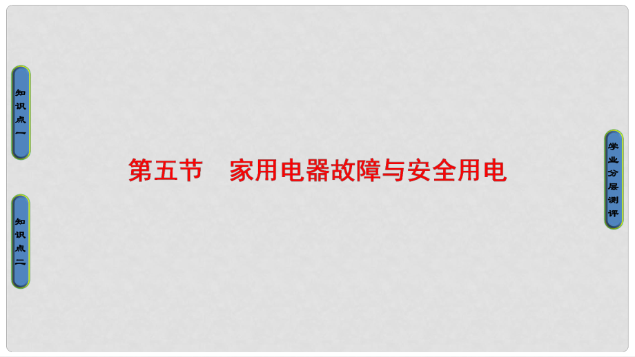 高中物理 第4章 家用電器與日常生活 第5節(jié) 家用電器故障與安全用電課件 粵教版選修11_第1頁