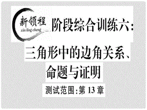 八年級數(shù)學上冊 階段綜合訓練六 三角形中的邊角關系、命題與證明習題講評課件 （新版）滬科版