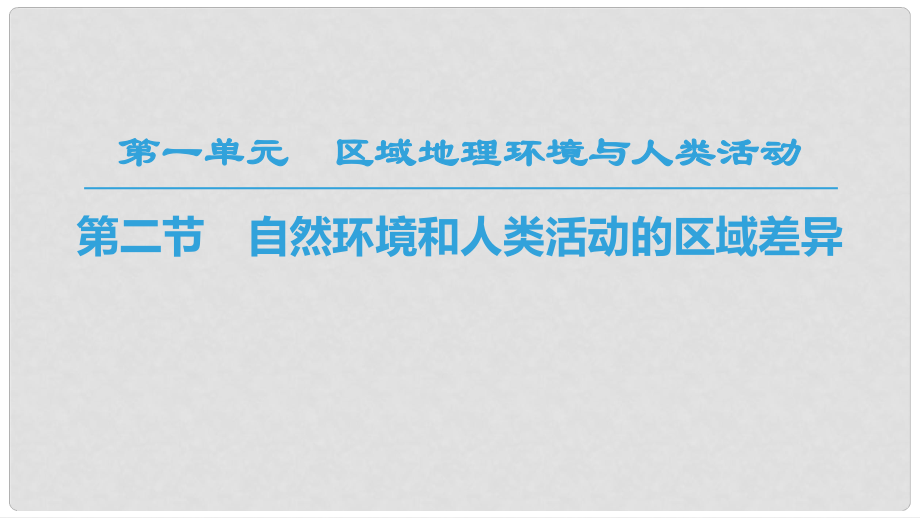 高中地理 第一單元 區(qū)域地理環(huán)境與人類(lèi)活動(dòng) 第2節(jié) 自然環(huán)境和人類(lèi)活動(dòng)的區(qū)域差異課件 魯教版必修3_第1頁(yè)