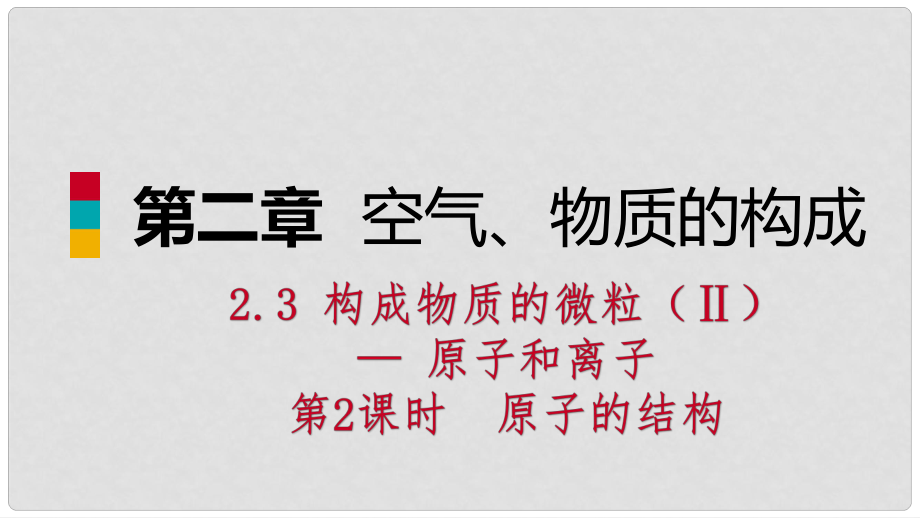 九年級(jí)化學(xué)上冊(cè) 第二章 空氣、物質(zhì)的構(gòu)成 2.3 構(gòu)成物質(zhì)的微粒（Ⅱ）—原子和離子 第2課時(shí) 原子的結(jié)構(gòu)練習(xí)課件 （新版）粵教版_第1頁(yè)