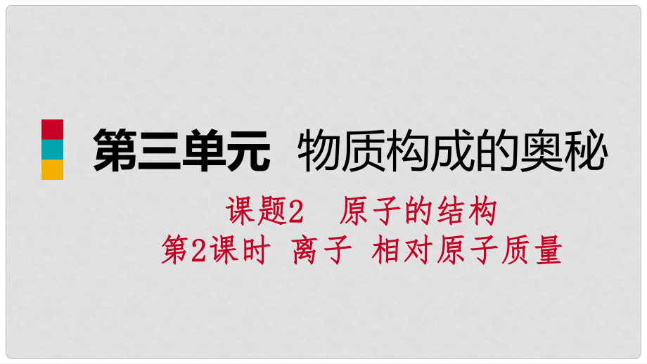 九年級化學上冊 第三單元 物質構成的奧秘 課題2 原子的結構 第2課時 離子 相對原子質量練習課件 （新版）新人教版_第1頁