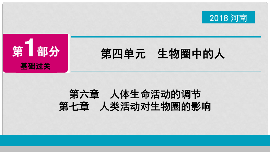 河南省中考生物总复习 第1部分 第4单元 第6章 第7章 人体生命活动的调节、人类活动对生物圈的影响课件_第1页